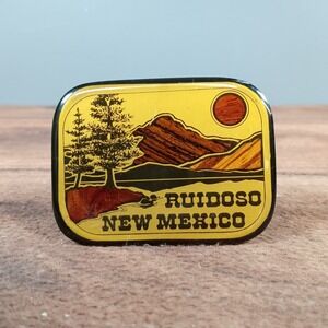Ruidoso New Mexico Landscape Belt Buckle Solid Brass Harmony Metal Vintage